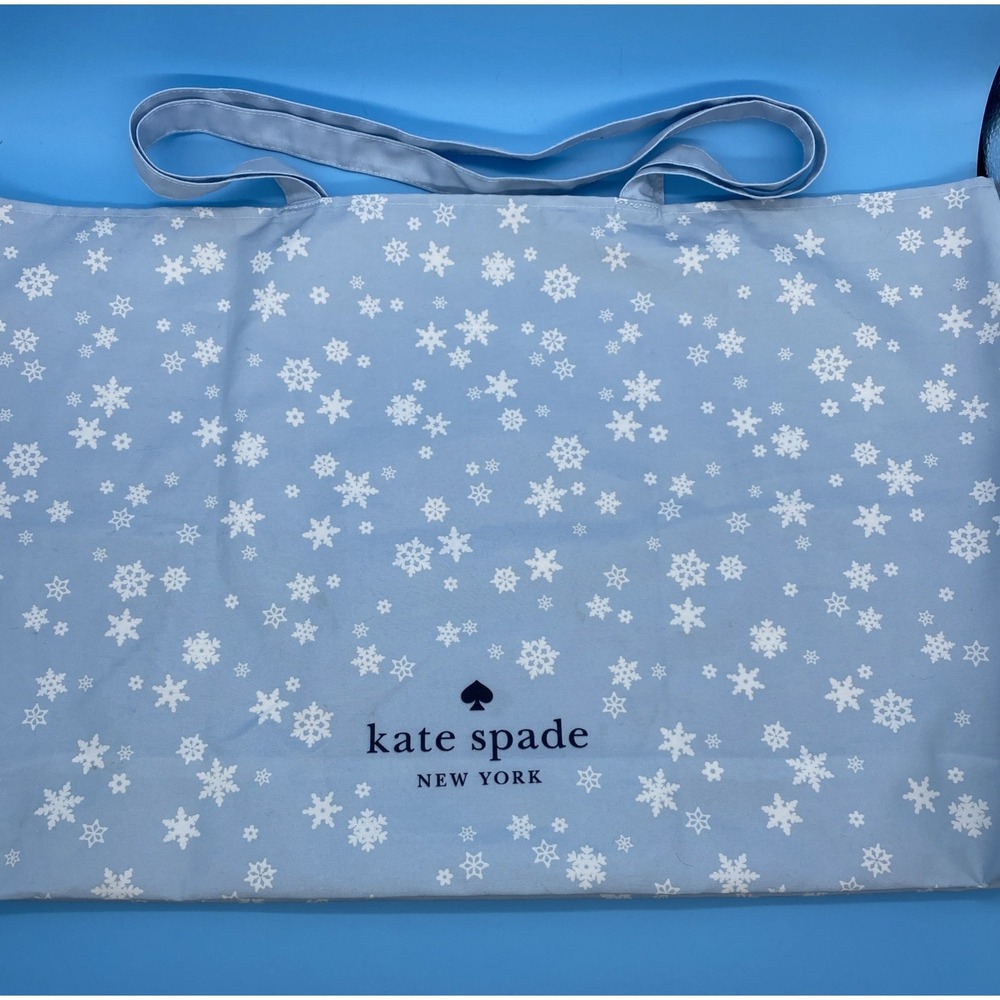 Kate Spade‎ Oversized Snow Flakes Logo Double Handle Casual Tote Bag Blue